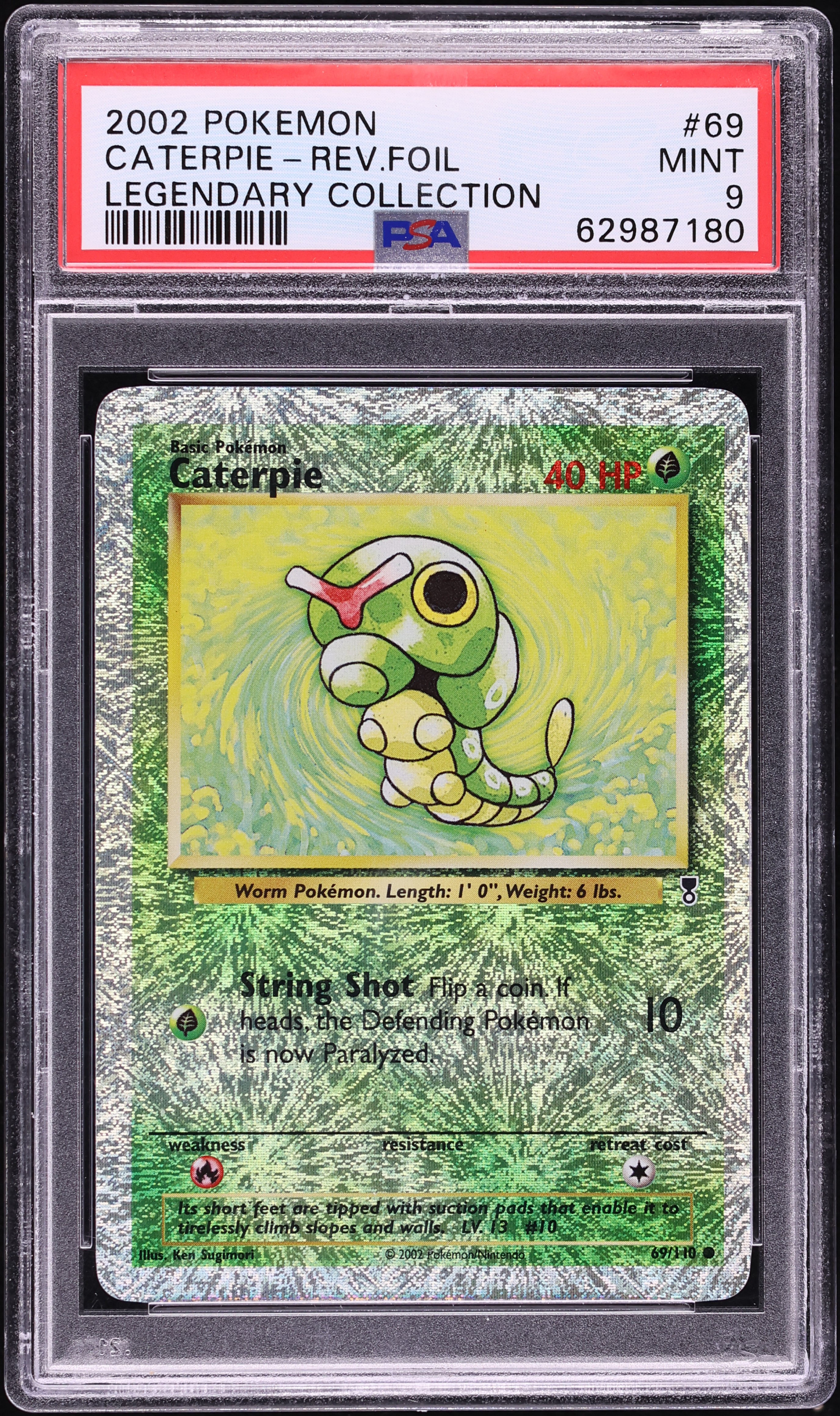 2002 Pokemon Legendary Collection Reverse Holo Caterpie #69 PSA 9 MINT