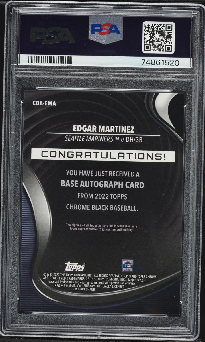 2022 Topps Chrome Black Edgar Martinez AUTO #EMA PSA 10 GEM MINT