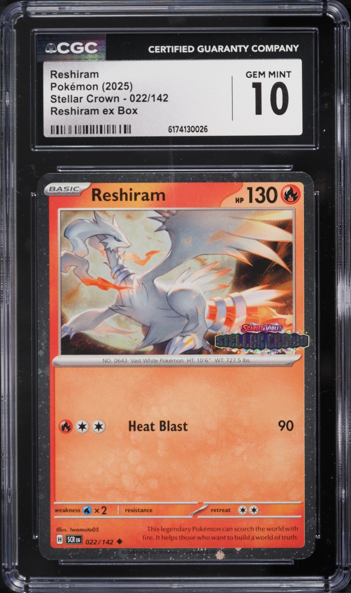 2025 Pokemon Scarlet & Violet Stellar Crown Reshiram ex Box Reshiram #22 CGC 10 GEM MINT