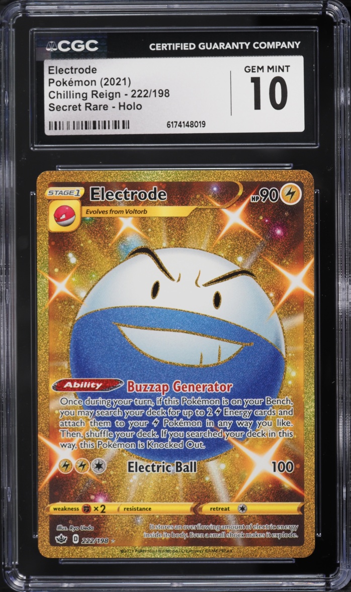2021 Pokemon Sword & Shield Chilling Reign Gold Rare Electrode #222 CGC 10 GEM MINT