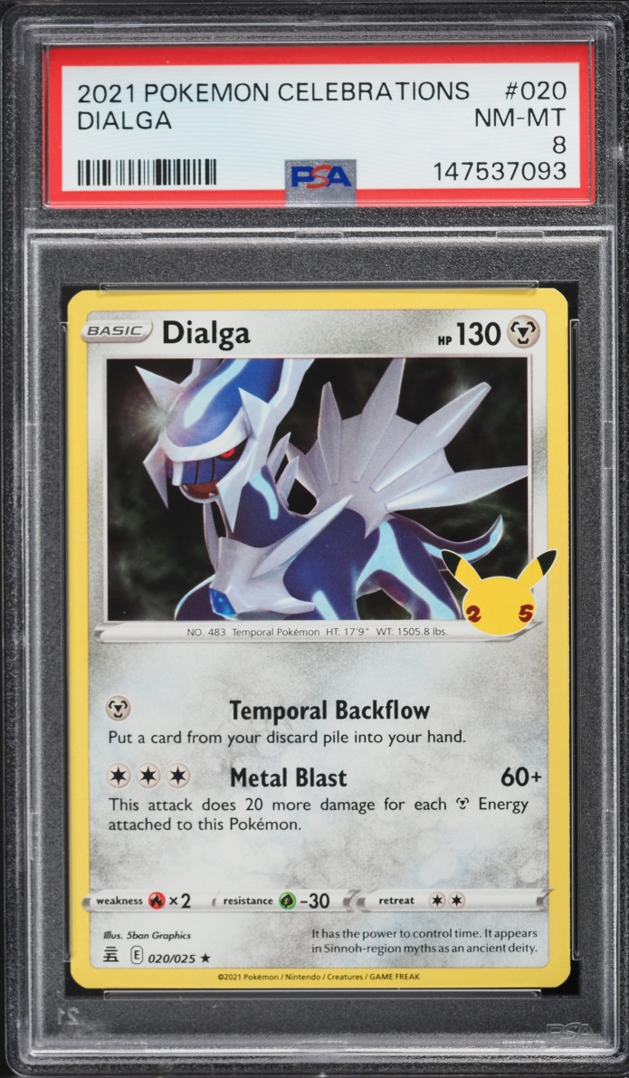 2021 Pokemon Sword & Shield Celebrations Holo Dialga #20 PSA 8 NM-MT