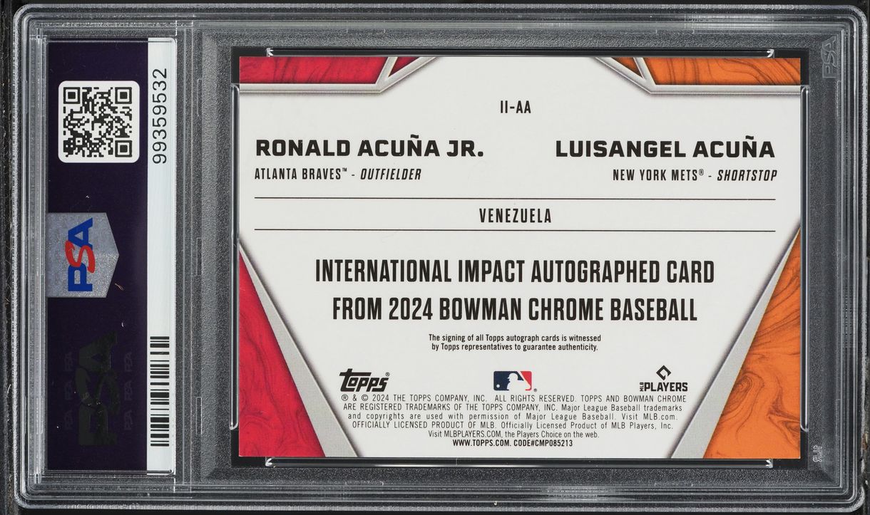 2024 Bowman Chrome International Ronald Acuna Jr. Luisangel Acuna AUTO /99 PSA 9
