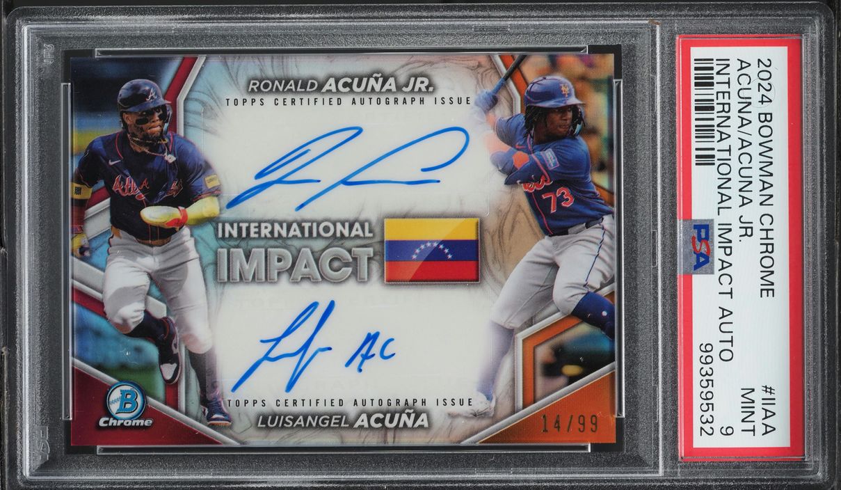 2024 Bowman Chrome International Ronald Acuna Jr. Luisangel Acuna AUTO /99 PSA 9