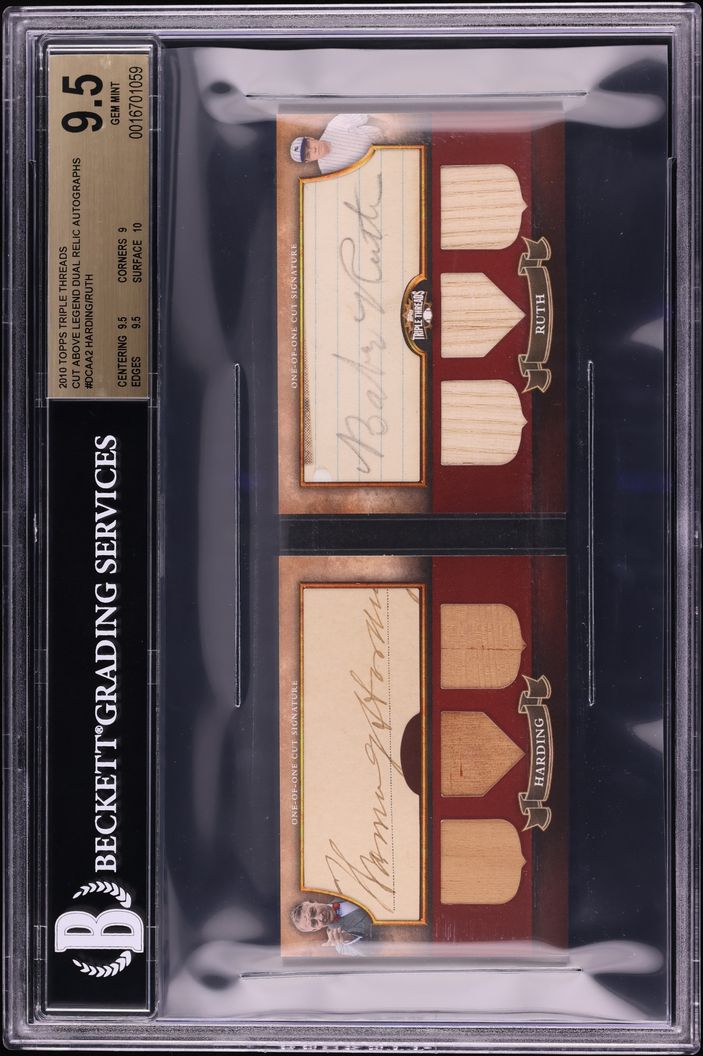 2010 Topps Triple Threads Cut Above Legend Warren Harding Babe Ruth RELIC AUTO 1/1 BGS 9.5 GEM