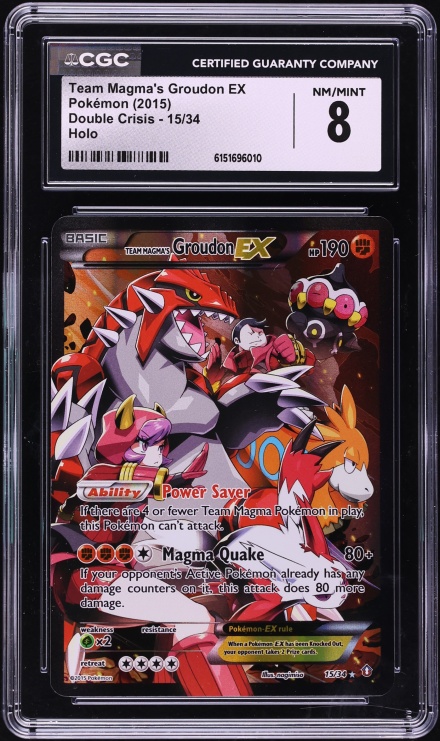 2015 Pokemon XY Double Crisis Full Art Team Magma's Groudon EX #15 CGC 8 NM-MT