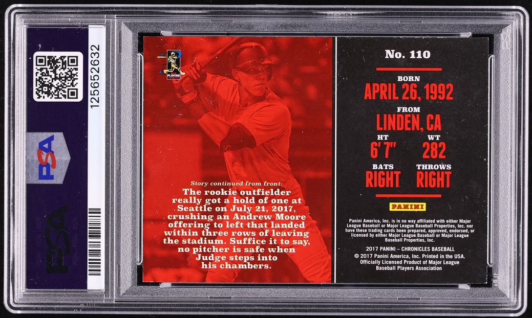 2017 Panini Chronicles Green Aaron Judge ROOKIE /199 #110 PSA 7 NRMT