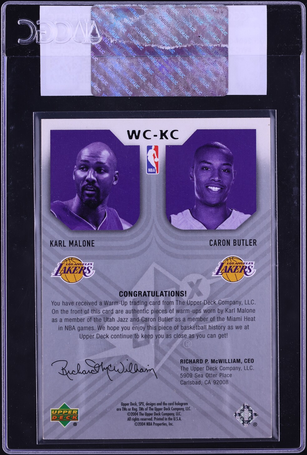 2004 SPx Winning Materials Combos Karl Malone Caron Butler PATCH #WC-KC CGC AUTH