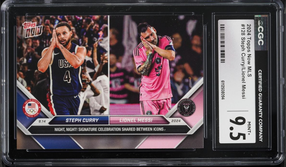 2024 Topps Now MLS Stephen Curry & Lionel Messi #128 CGC 9.5 MINT+