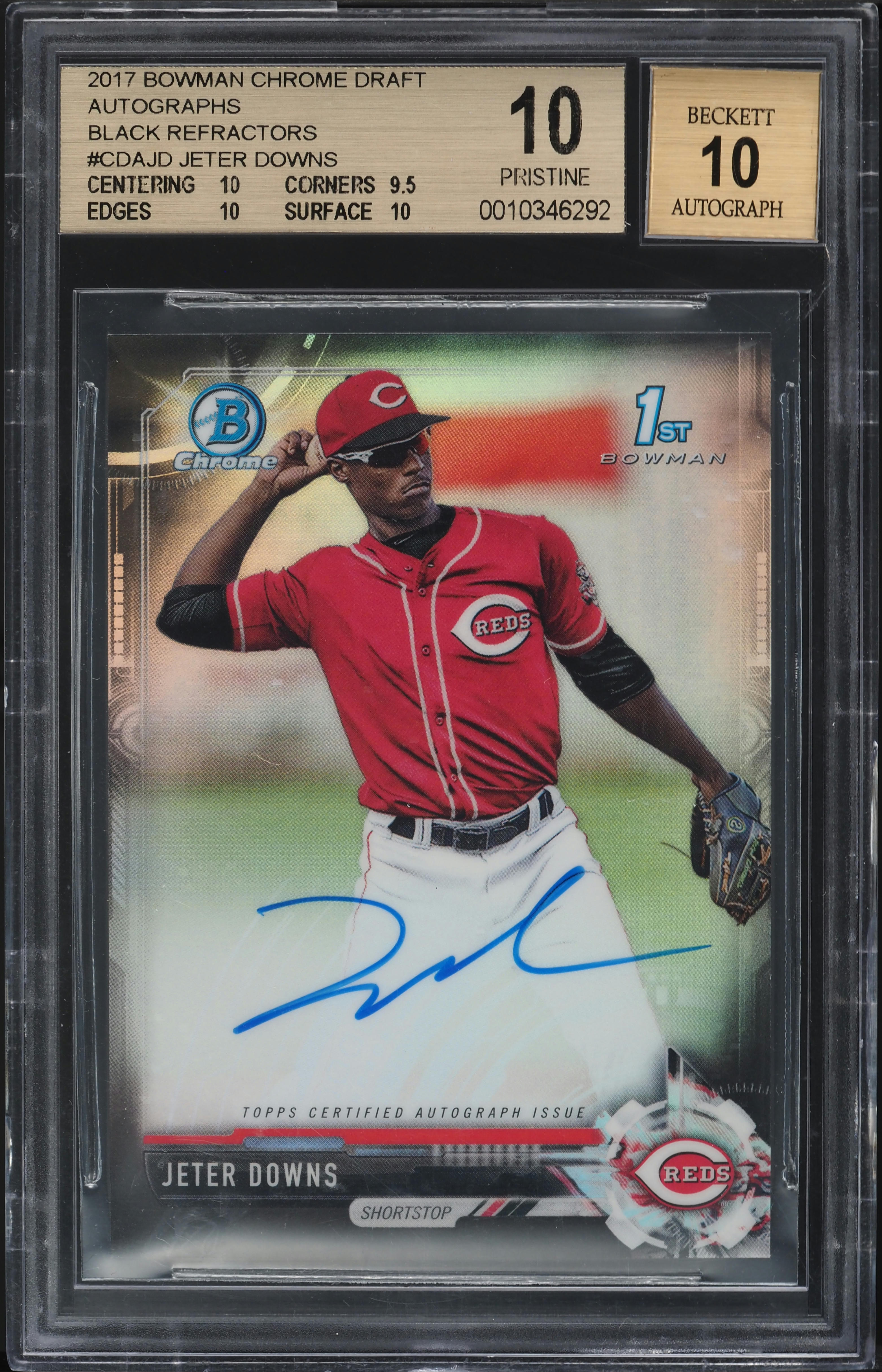 2017 Bowman Chrome Black Refractor Jeter Downs RC AUTO /75