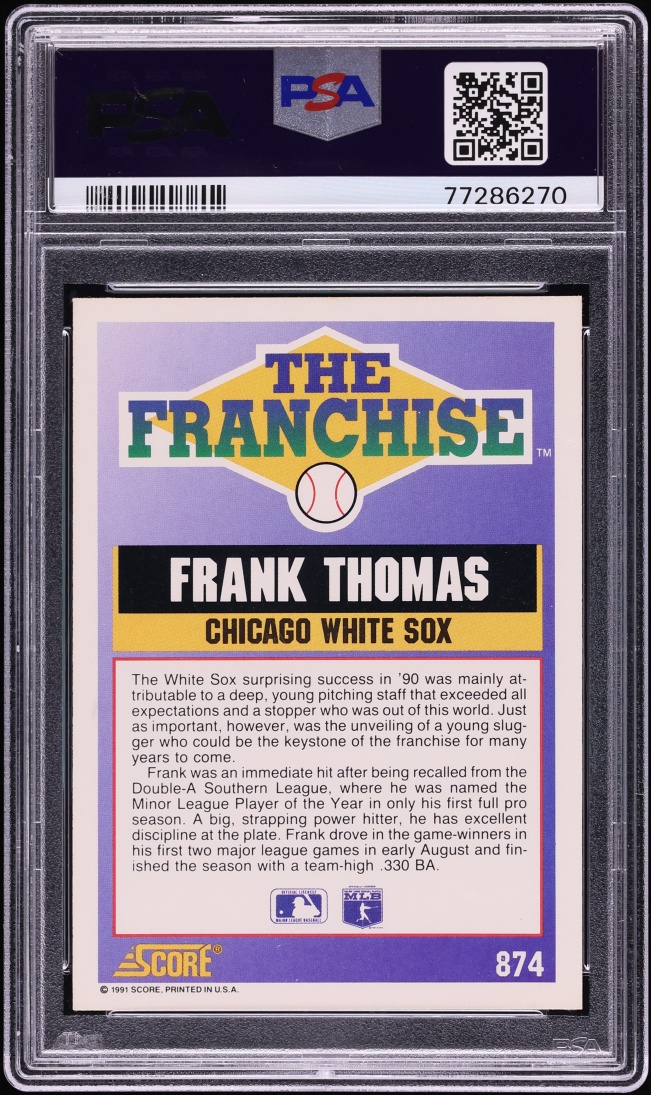 1991 Score Frank Thomas #874 PSA 8 NM-MT