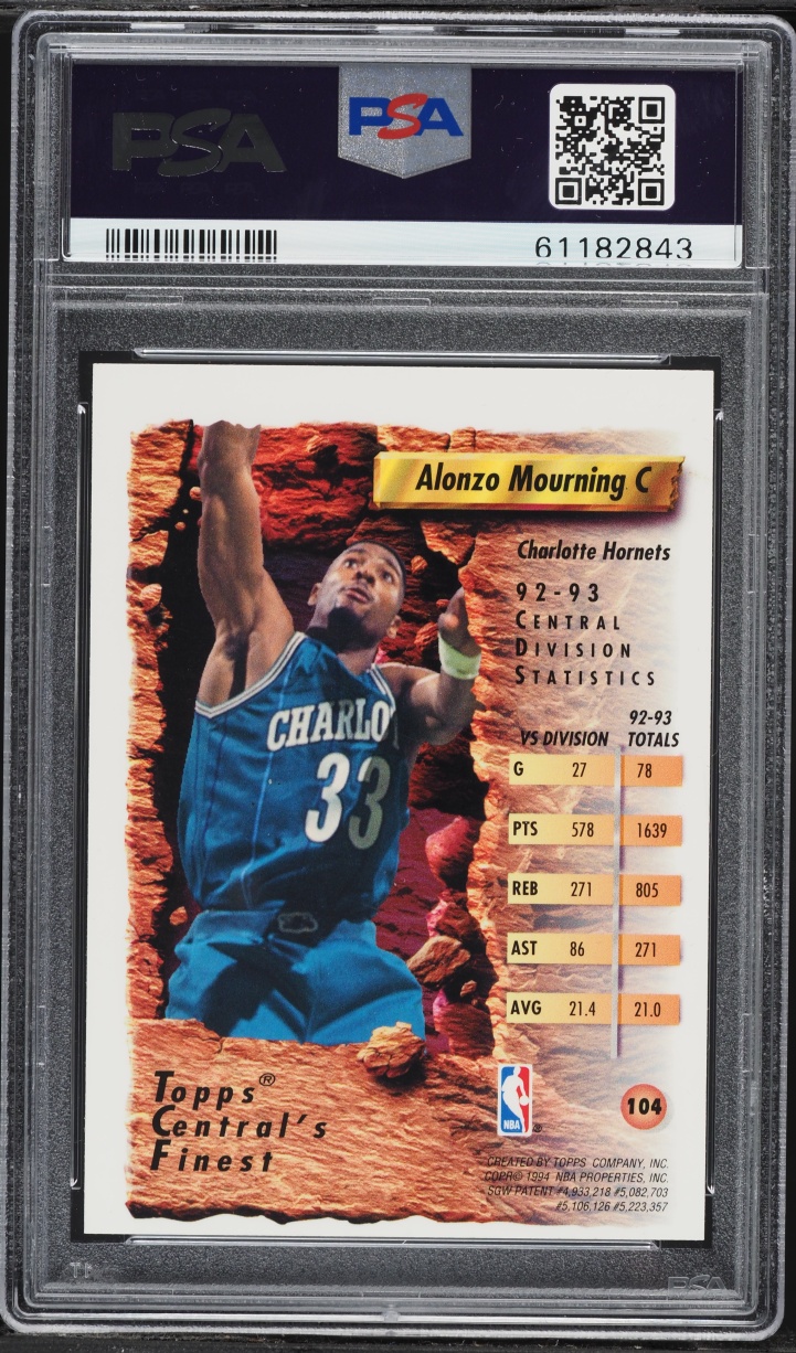 1993 Finest Refractor Alonzo Mourning #104 PSA 7 NRMT