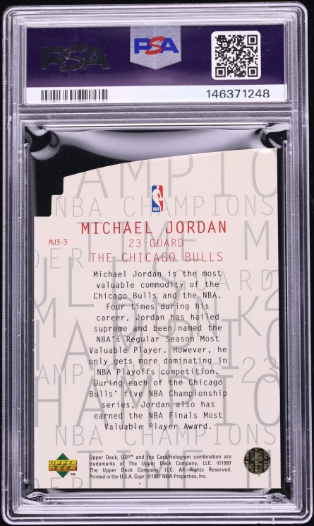 1997 UD3 MJ3 Die-Cut Michael Jordan #MJ3-3 PSA 10 GEM MINT