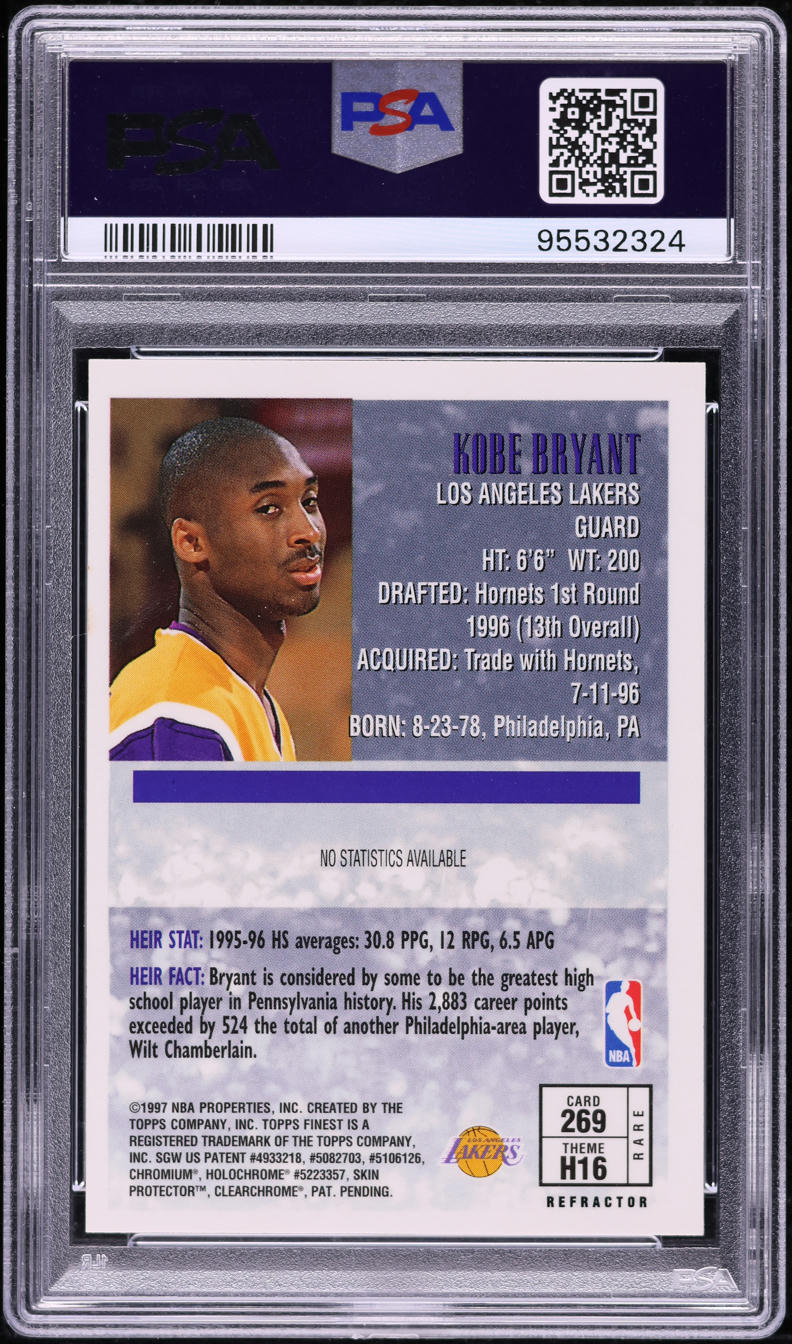 1996 Finest Refractor Kobe Bryant ROOKIE #269 PSA 7 NRMT