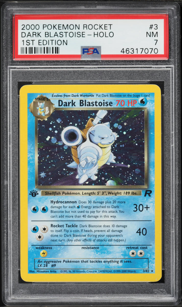 2000 Pokemon Team Rocket 1st Edition Holo Dark Blastoise #3 PSA 7 NRMT