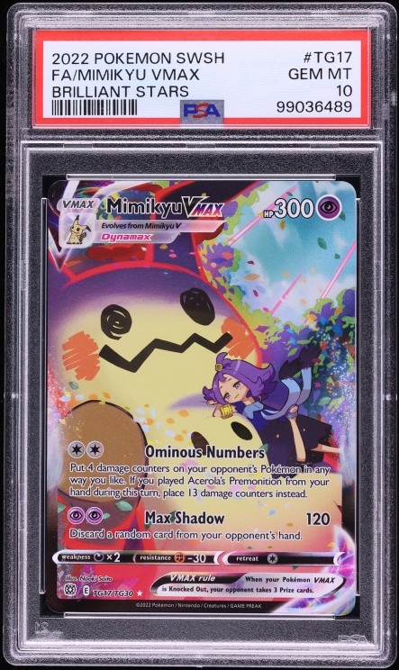 2022 Pokemon Sword & Shield Brilliant Stars CHR Mimikyu VMAX #TG17 PSA 10 GEM MINT