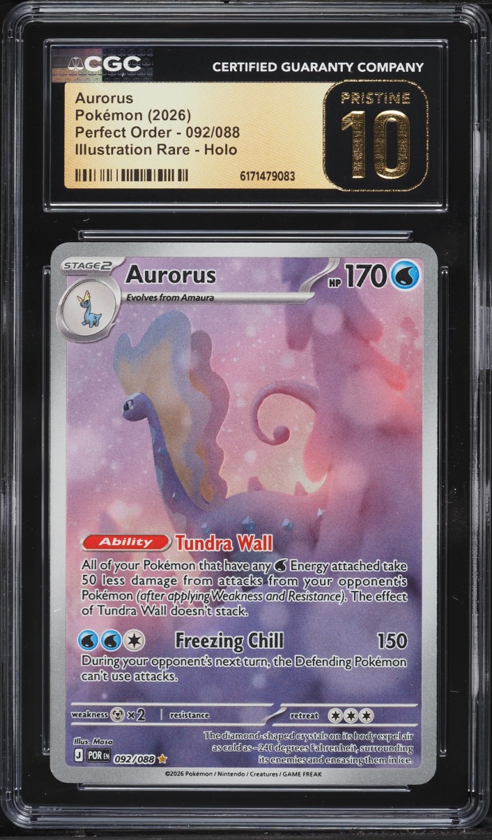 2026 Pokemon Mega Evolution Perfect Order IR Aurorus #92 CGC 10 PRISTINE