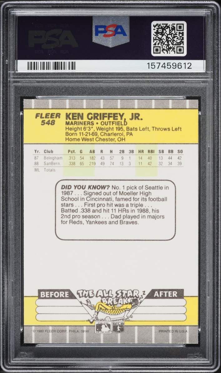 1989 Fleer Ken Griffey Jr. ROOKIE #548 PSA 9 MINT