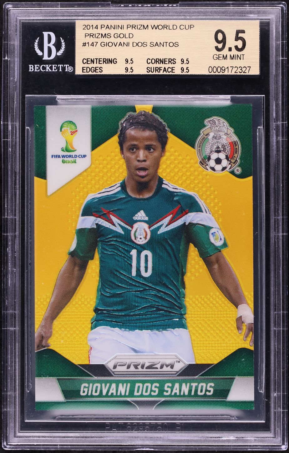 2014 Panini Prizm World Cup Gold Giovani Dos Santos /10 #147 BGS 9.5 GEM MINT