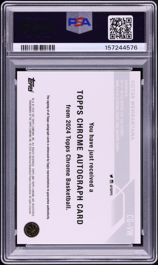 2023 Topps Chrome Victor Wembanyama ROOKIE AUTO #CG-VW PSA 10 GEM MINT
