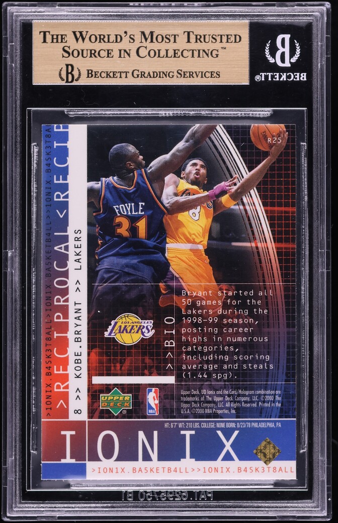 1999 Upper Deck Ionix Reciprocal Kobe Bryant #25 BGS 9.5 GEM MINT