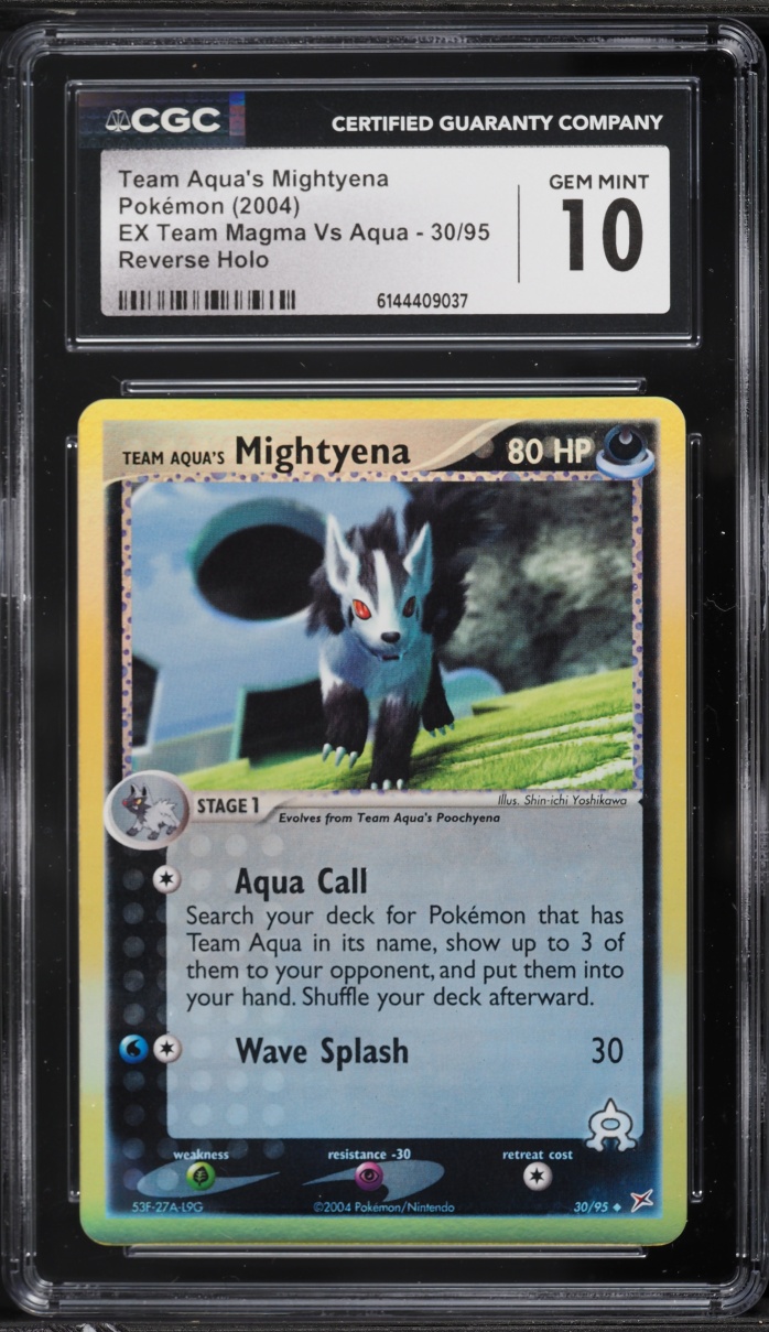 2004 Pokemon EX Team Magma Vs Aqua Reverse Holo Tean Aqua's Mightyena #30 CGC 10 GEM MINT