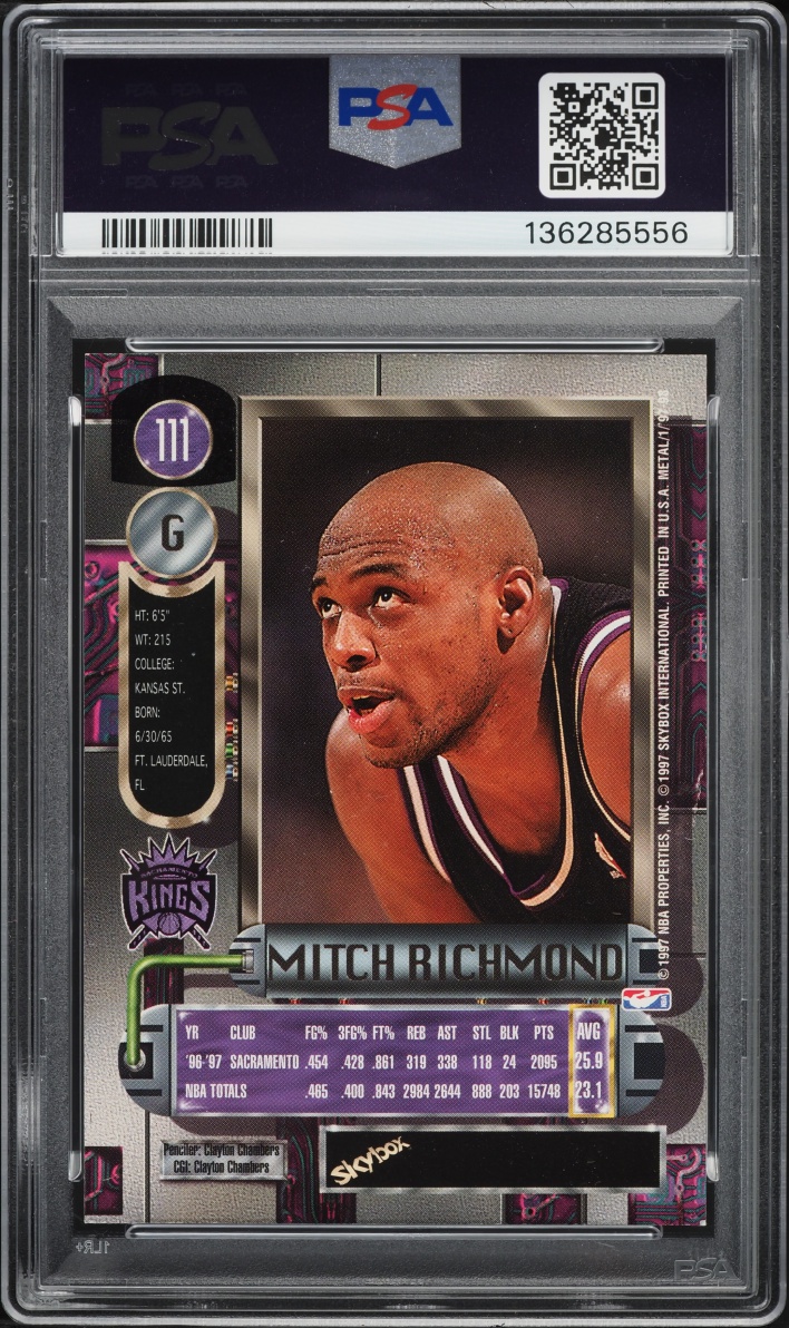1997 Metal Universe Mitch Richmond #111 PSA 7 NRMT