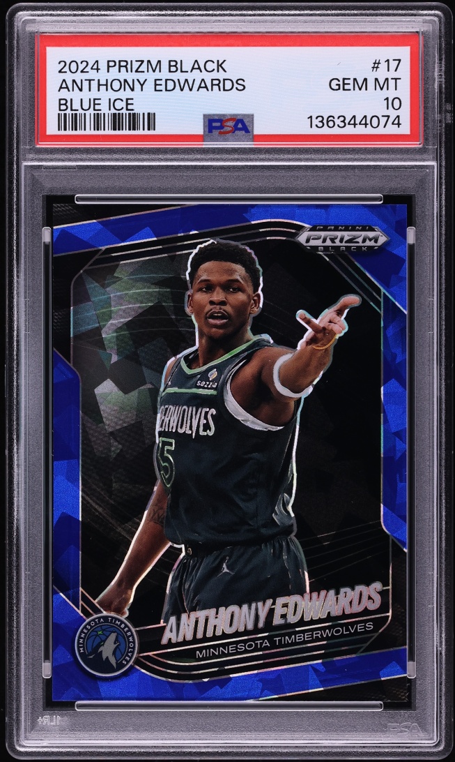 2024 Panini Prizm Black Blue Ice Anthony Edwards /125 #17 PSA 10 GEM MINT