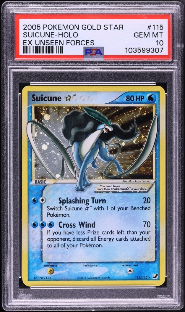 2005 Pokemon EX Unseen Forces Holo Suicune Gold Star #115 PSA 10 GEM MINT