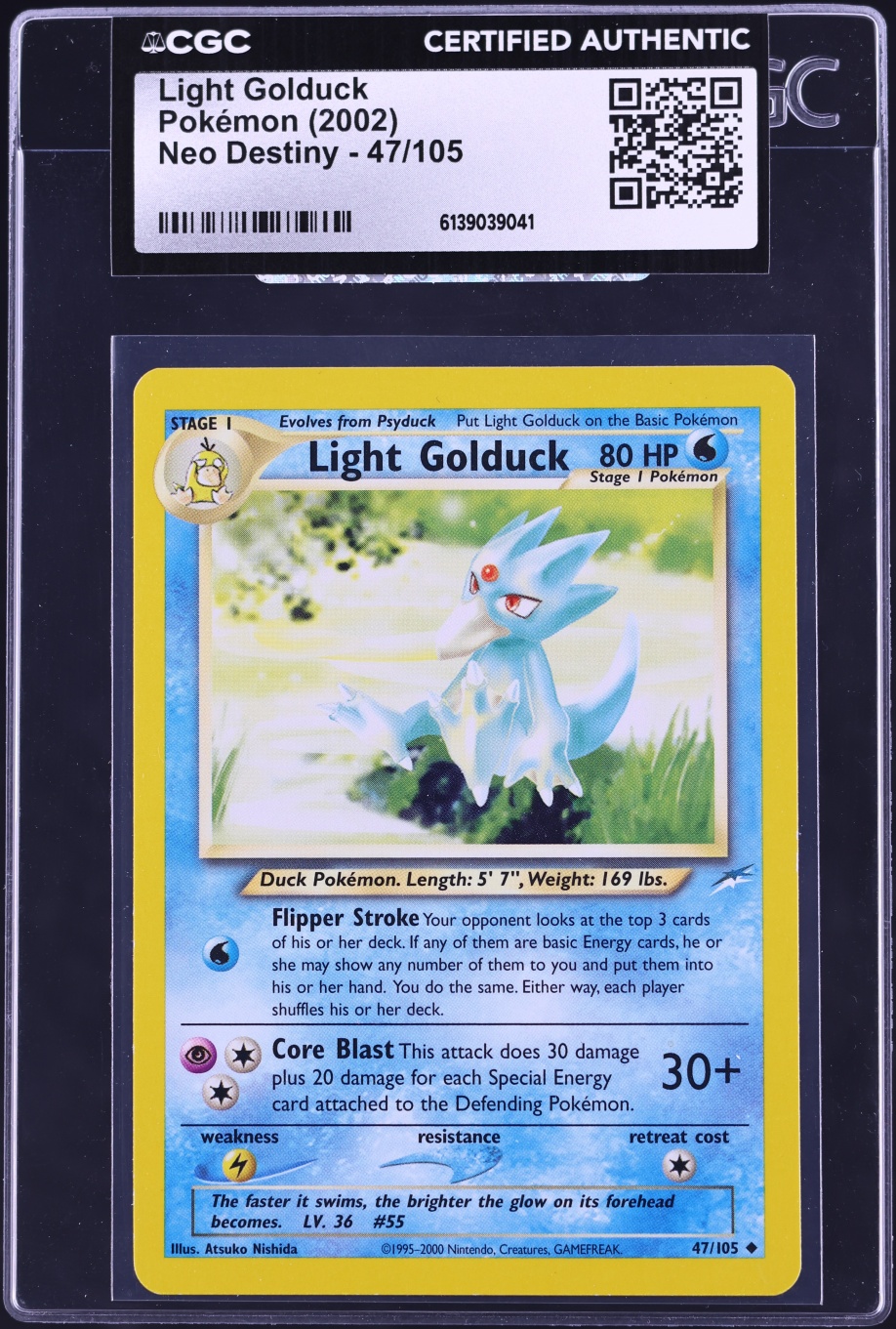 2002 Pokemon Neo Destiny Light Golduck #47 CGC AUTH