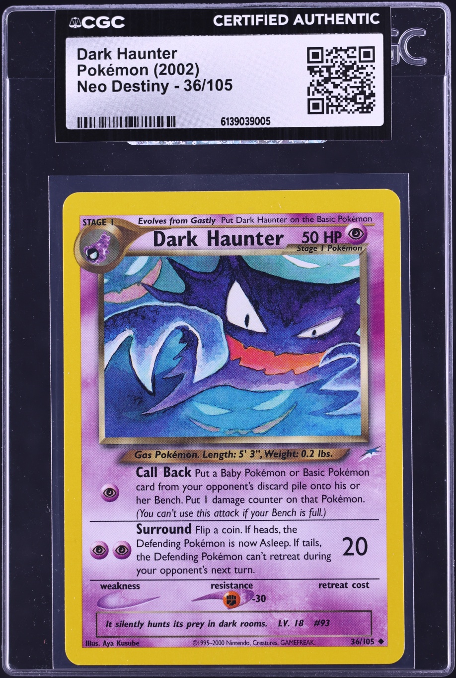 2002 Pokemon Neo Destiny Dark Haunter #36 CGC AUTH