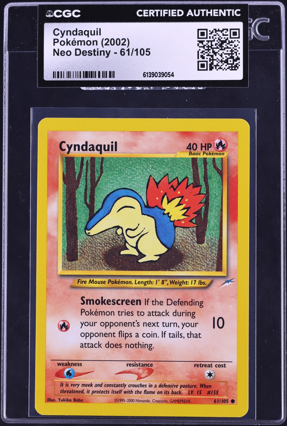 2002 Pokemon Neo Destiny Cyndaquil #61 CGC AUTH