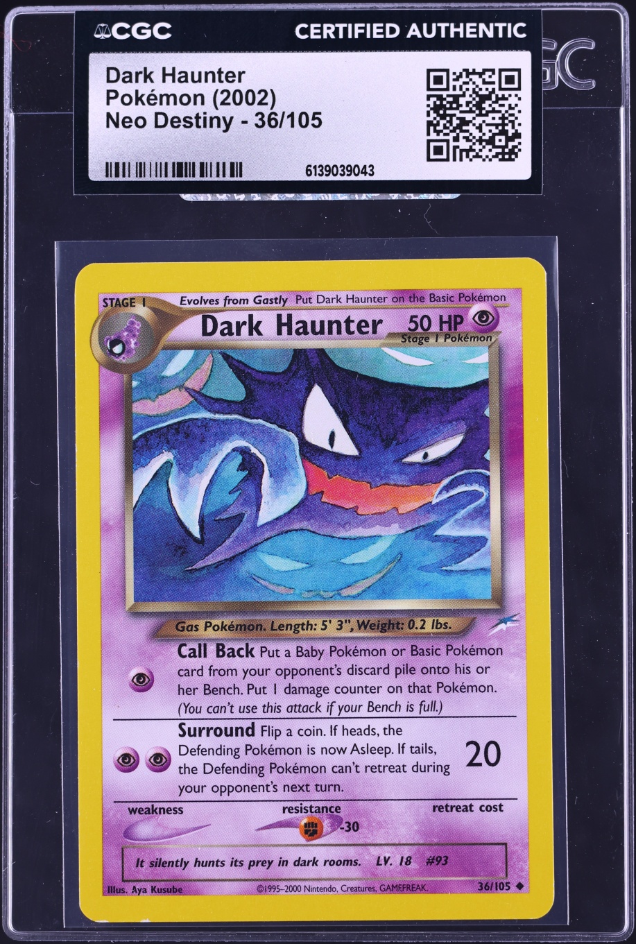 2002 Pokemon Neo Destiny Dark Haunter #36 CGC AUTH
