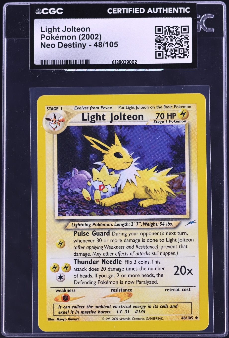 2002 Pokemon Neo Destiny Light Jolteon #48 CGC AUTH