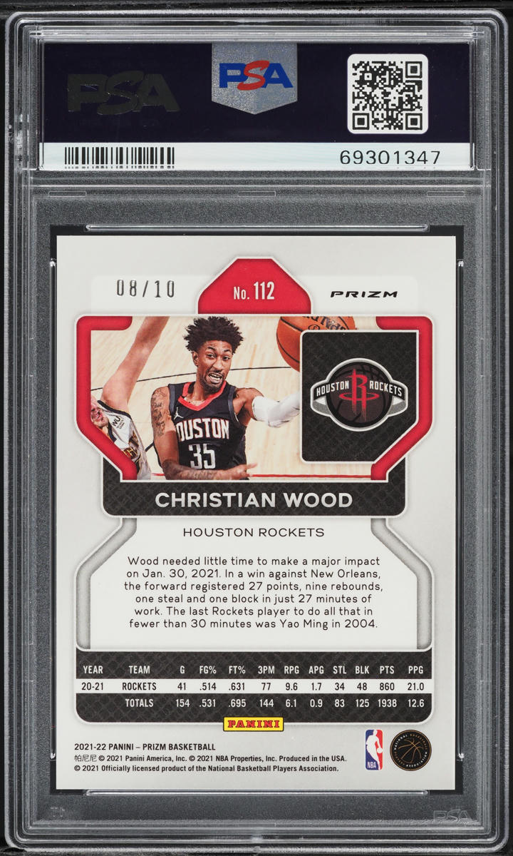 2021 Panini Prizm Gold Shimmer Christian Wood /10 #112 PSA 10 GEM MINT