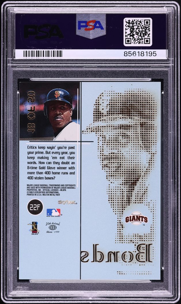 1999 Skybox Molten Metal Fusion Titanium Barry Bonds /50 #22F PSA 8 NM-MT - Photo 2