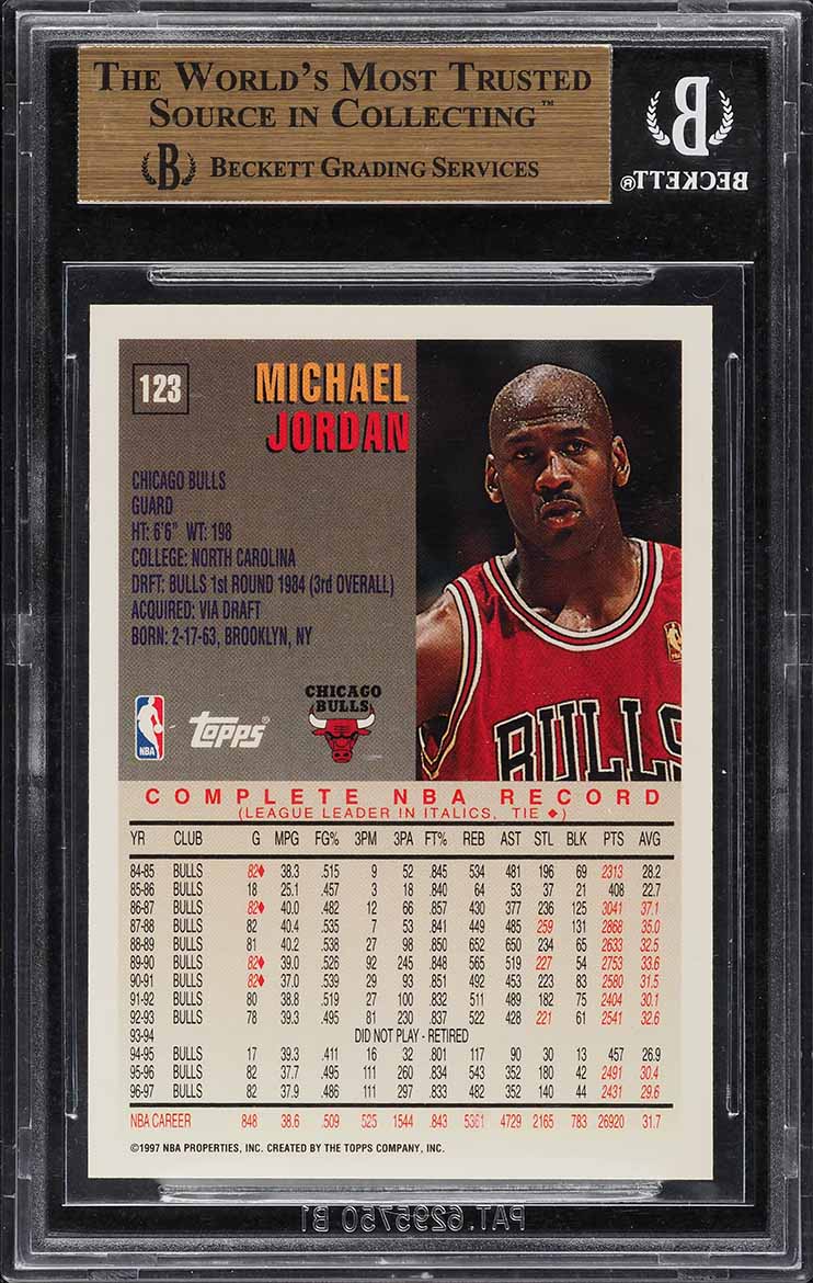 1997 Topps Minted In Springfield Michael Jordan #123 BGS 9.5 GEM MINT