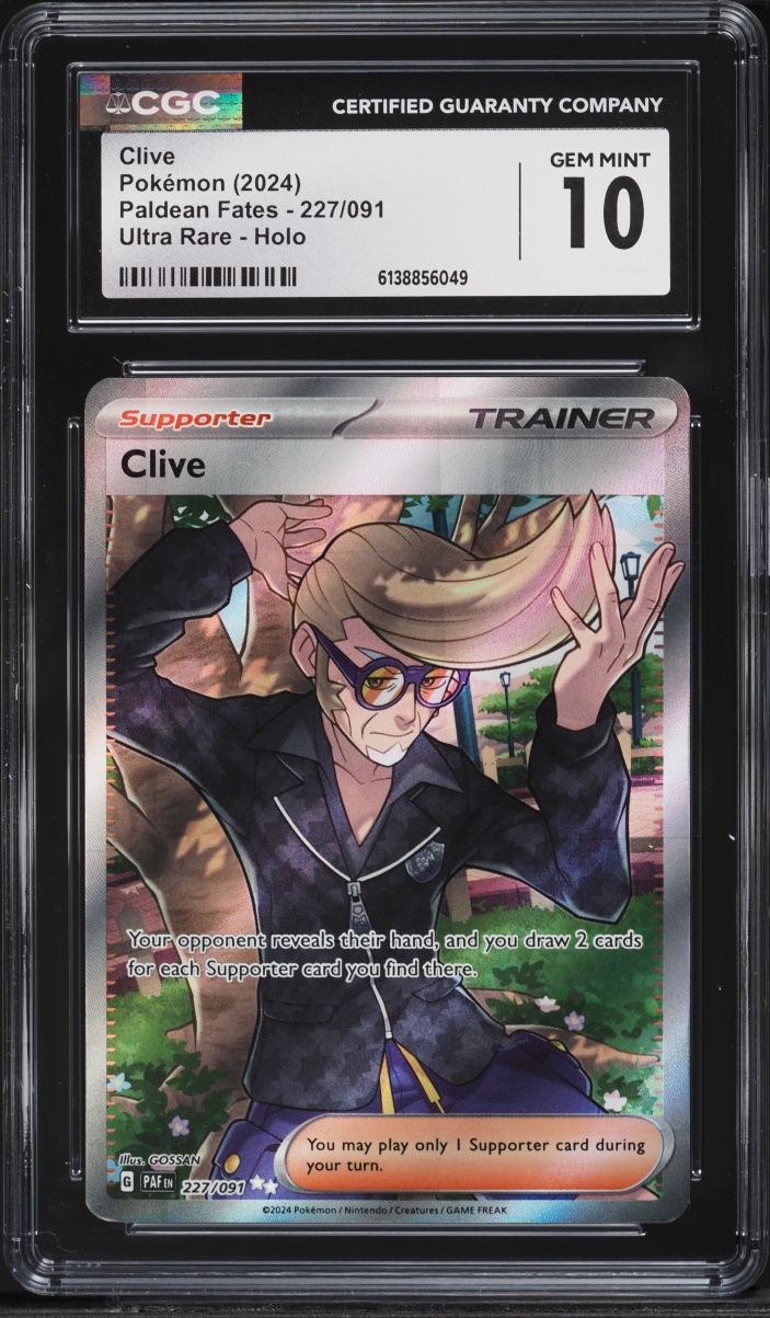 2024 Pokemon Scarlet & Violet Paldean Fates Full Art Clive #227 CGC 10 GEM MINT