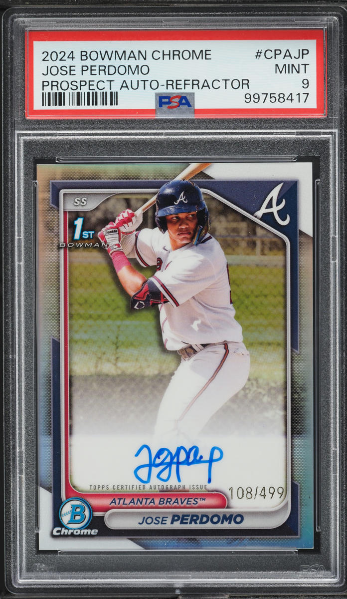 2024 Bowman Chrome Refractor Jose Perdomo PROSPECT AUTO /499 #CPA-JP PSA 9 MINT