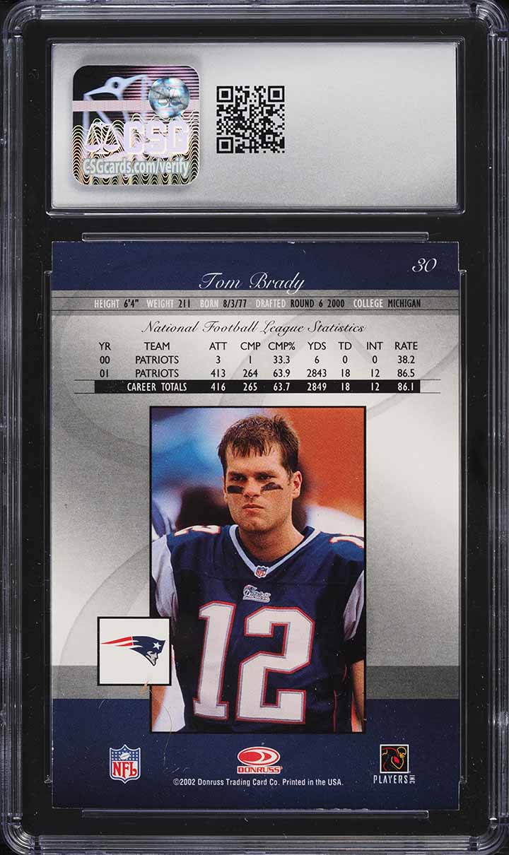 2002 Donruss Elite Tom Brady #30 CSG 8 NM-MT