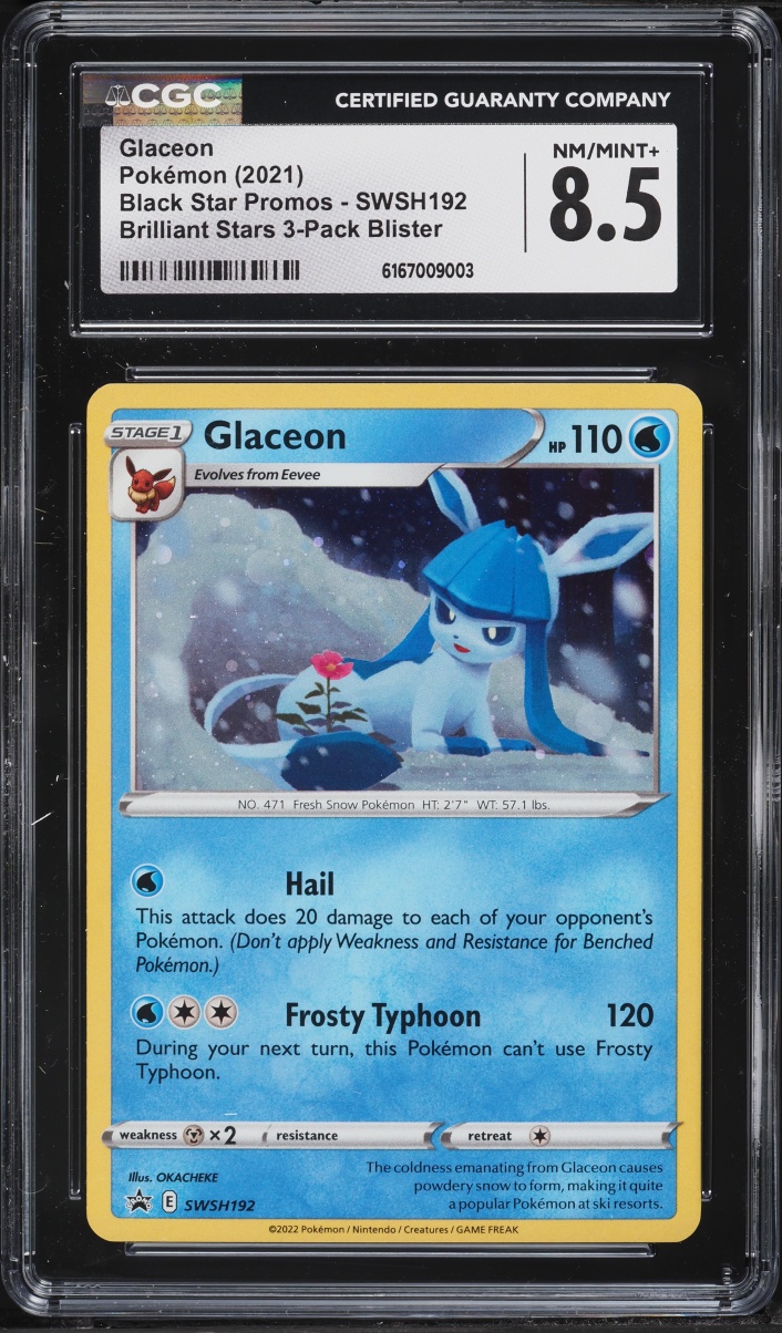 2021 Pokemon Sword & Shield Promo Brilliant Stars 3-Pack Glaceon #SWSH192 CGC 8.5 NM-MT+