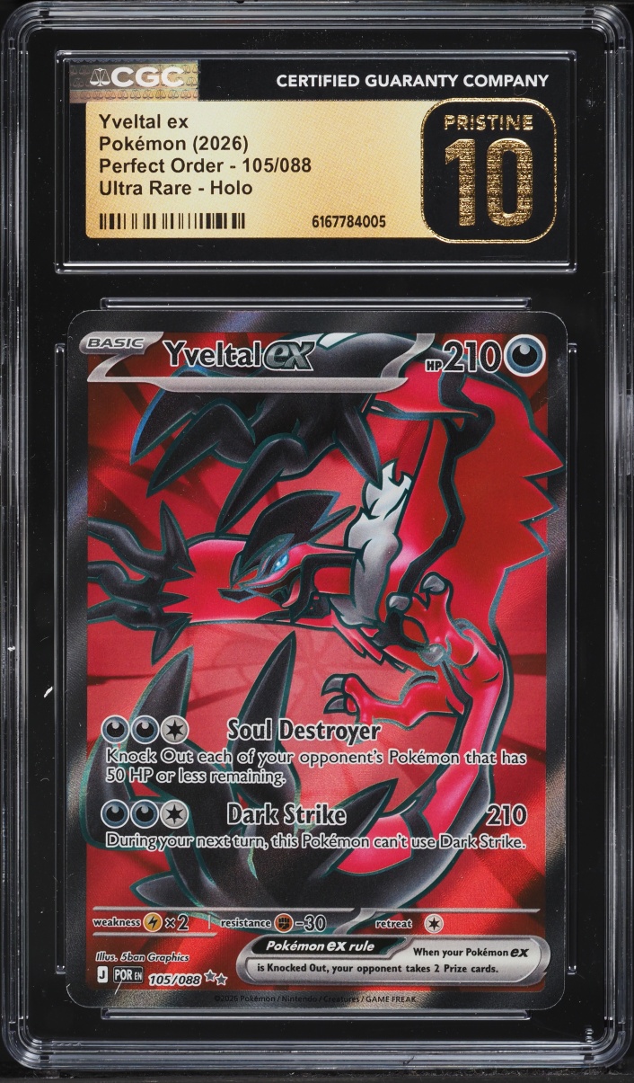 2026 Pokemon Mega Evolution Perfect Order Full Art Yveltal Ex #105 CGC 10 PRISTINE