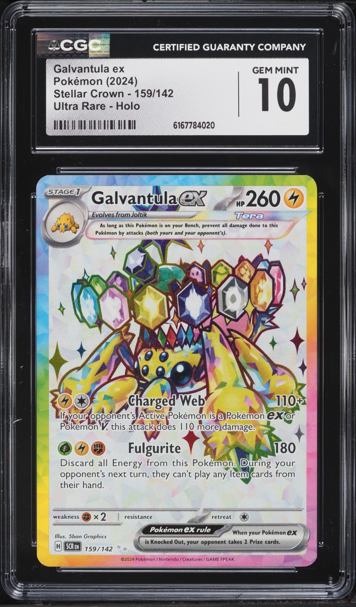 2024 Pokemon Scarlet & Violet Stellar Crown Full Art Galvantula Ex #159 CGC 10 GEM MINT