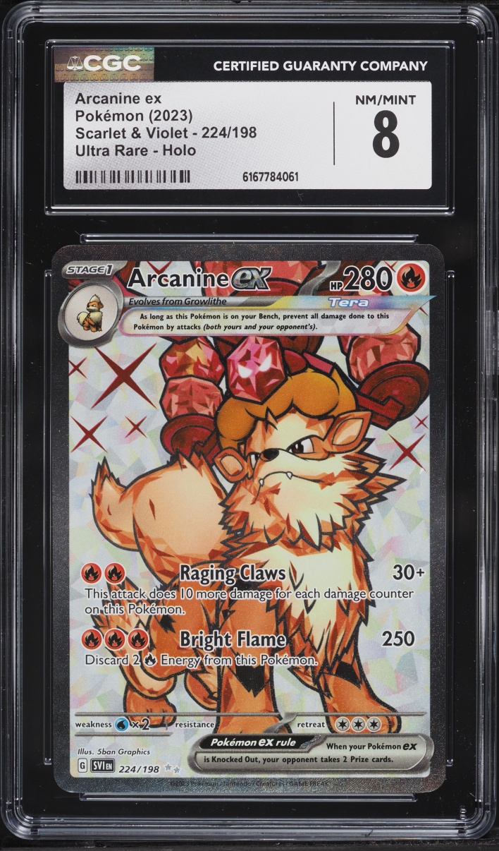 2023 Pokemon Scarlet & Violet Full Art Arcanine ex #224 CGC 8 NM-MT
