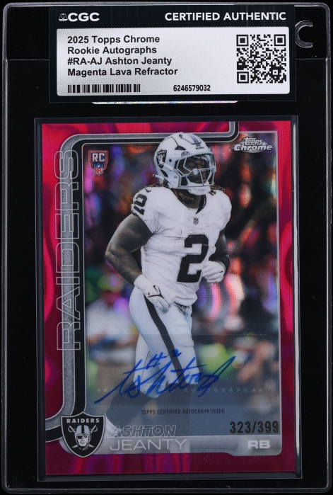 2025 Topps Chrome Magenta Lava Refractor Ashton Jeanty ROOKIE AUTO /399 #RA-AJ CGC AUTH