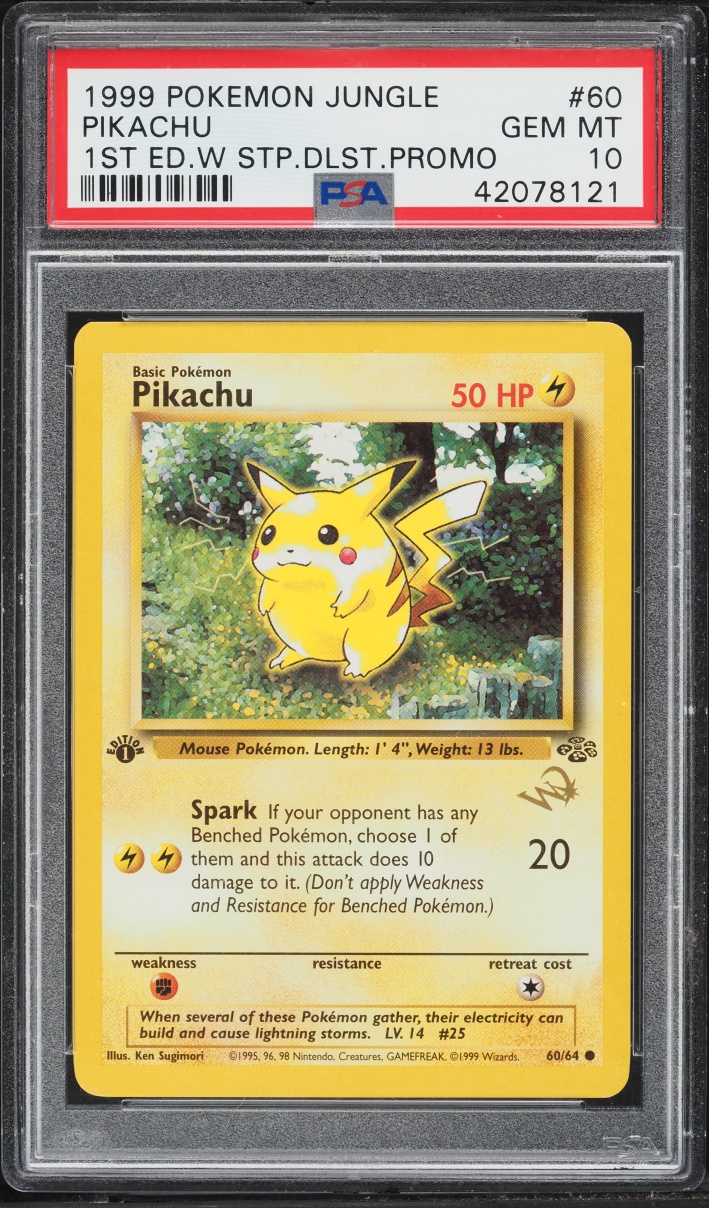1999 Pokemon Jungle Promo 1st Edition W Stamp Duelist Magazine Pikachu #60 PSA 10 GEM MINT