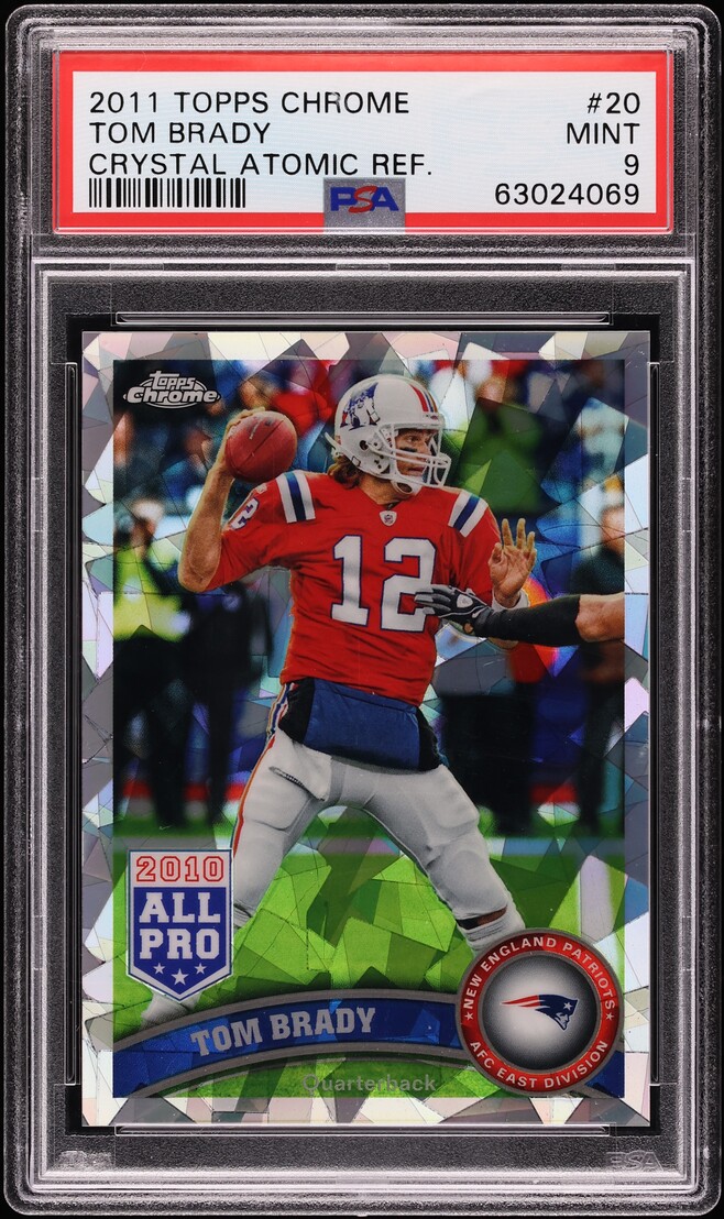 2011 Topps Chrome Crystal Atomic Refractor Tom Brady /139 #20 PSA 9 MINT - Photo 1