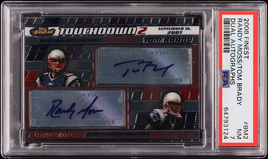 2008 Finest Dual Tom Brady Randy Moss AUTO /23 #BM-2 PSA 7 NRMT - Photo 1