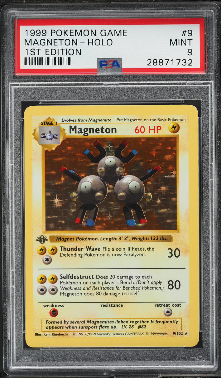 1999 Pokemon Base Set Shadowless 1st Edition Holo Magneton #9 PSA 9 MINT