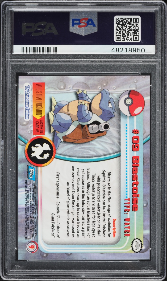 1999 Topps Pokemon Series 1 Blastoise #9 PSA 10 GEM MINT