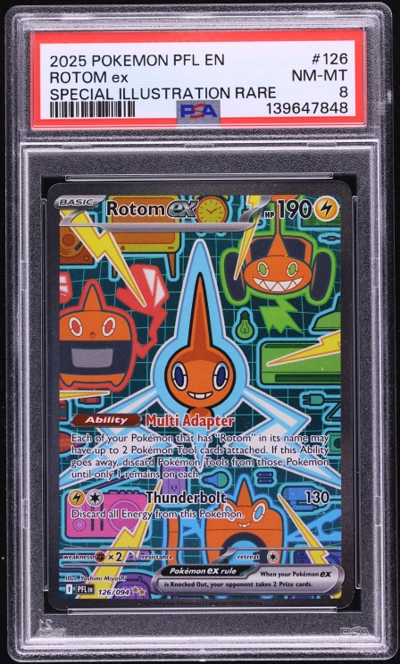 2025 Pokemon Mega Evolution Phantasmal Flames SIR Rotom ex #126 PSA 8 NM-MT